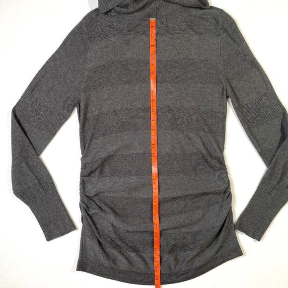 Debbie Morgan Charcoal Gray Cowl Neck Tunic Sweater Long Sleeves Ruched Size L - Picture 9 of 14